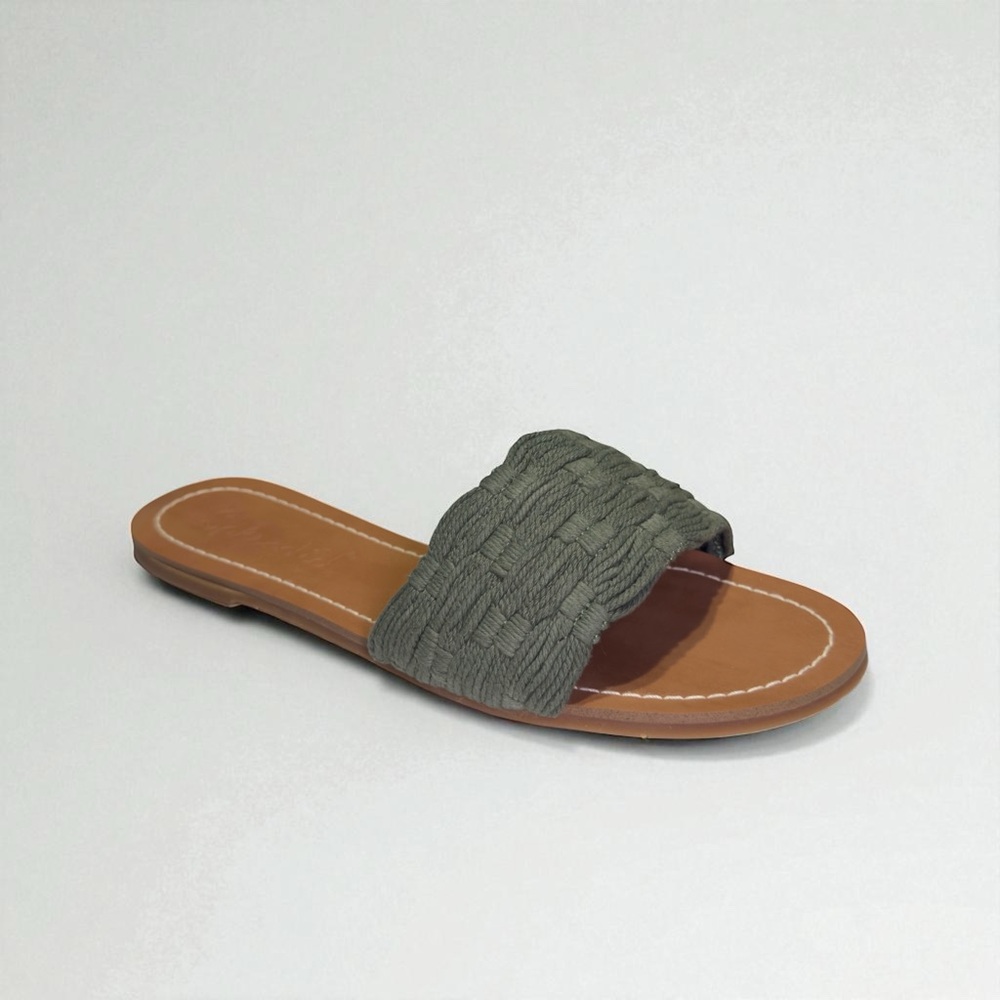 Splendid Olive Woven Slide Sandals - NIB